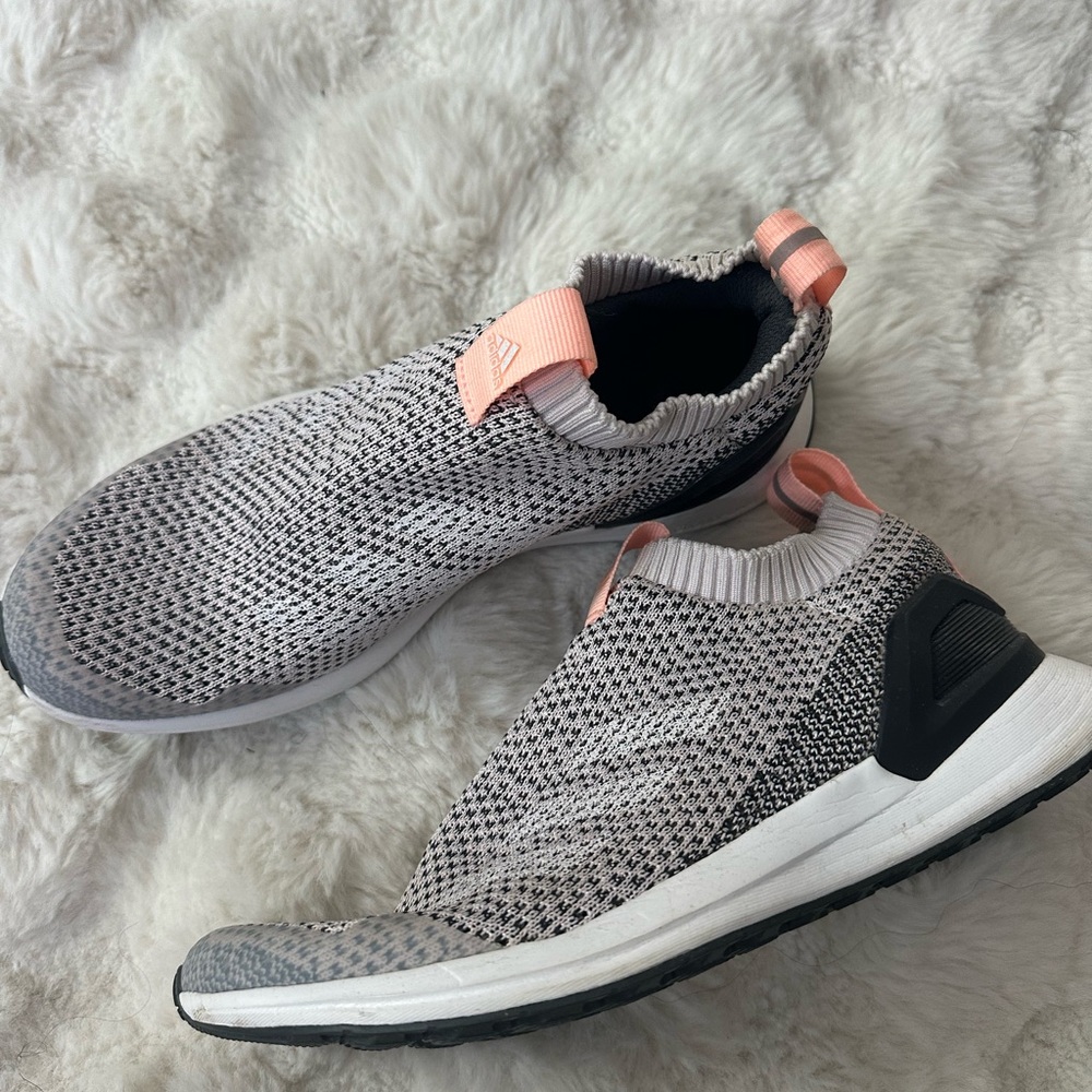 Gray and Pink Slip-On Sneakers adidas